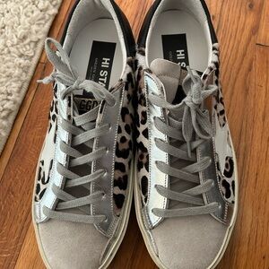 Golden Goose Leopard Print Platform Sneakers